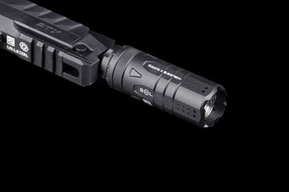 GATE SOL — mounted front lens detail; PTX pistol and air line not included.